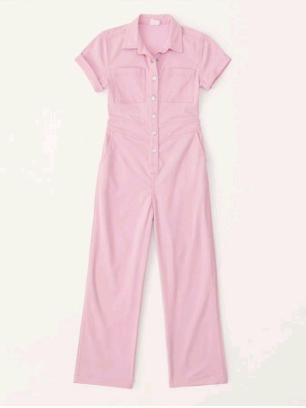 Abercrombie Kids Pink Utility Short Sleeve Denim Jumpsuit 15/16 Workwear Artsy